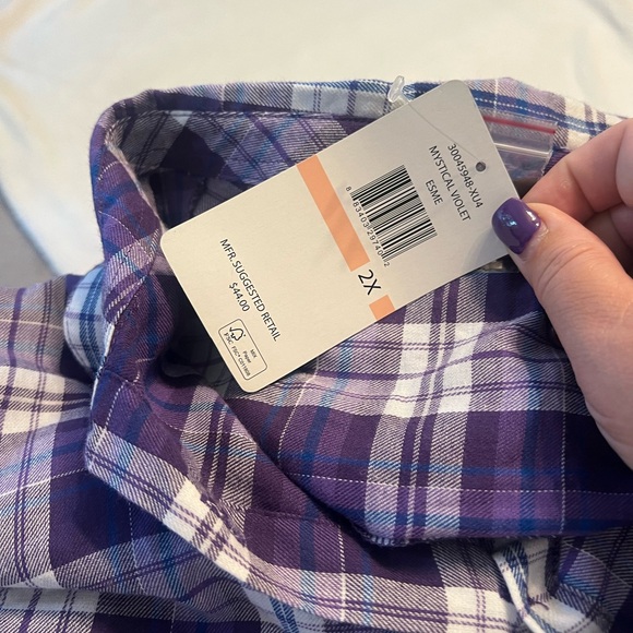 NWT Erika long sleeve button down shirt size 2x mystical violet color - Picture 3 of 6